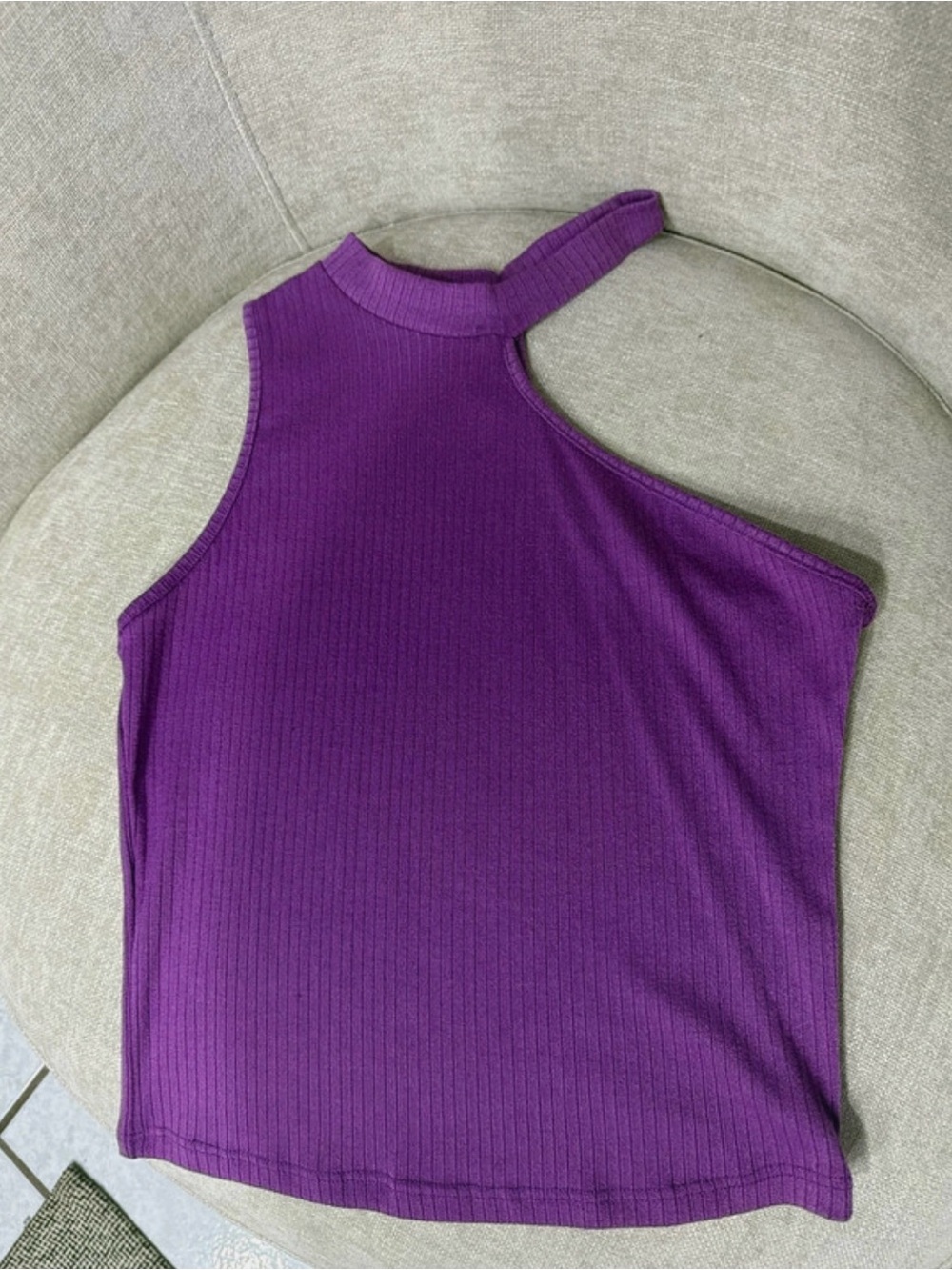 Rainbow Purple One-Shoulder Ribbed Tank